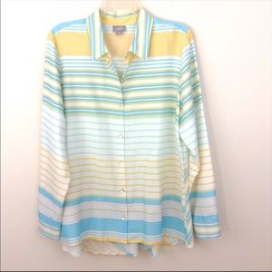 J. Jill Silk Striped Tunic Button Down Shirt